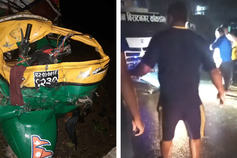 धनुषाको बीरेन्द्रबजारमा बसको ठक्करबाट अटोरिक्सामा सवार चारको मृत्यु, दुई घाइते