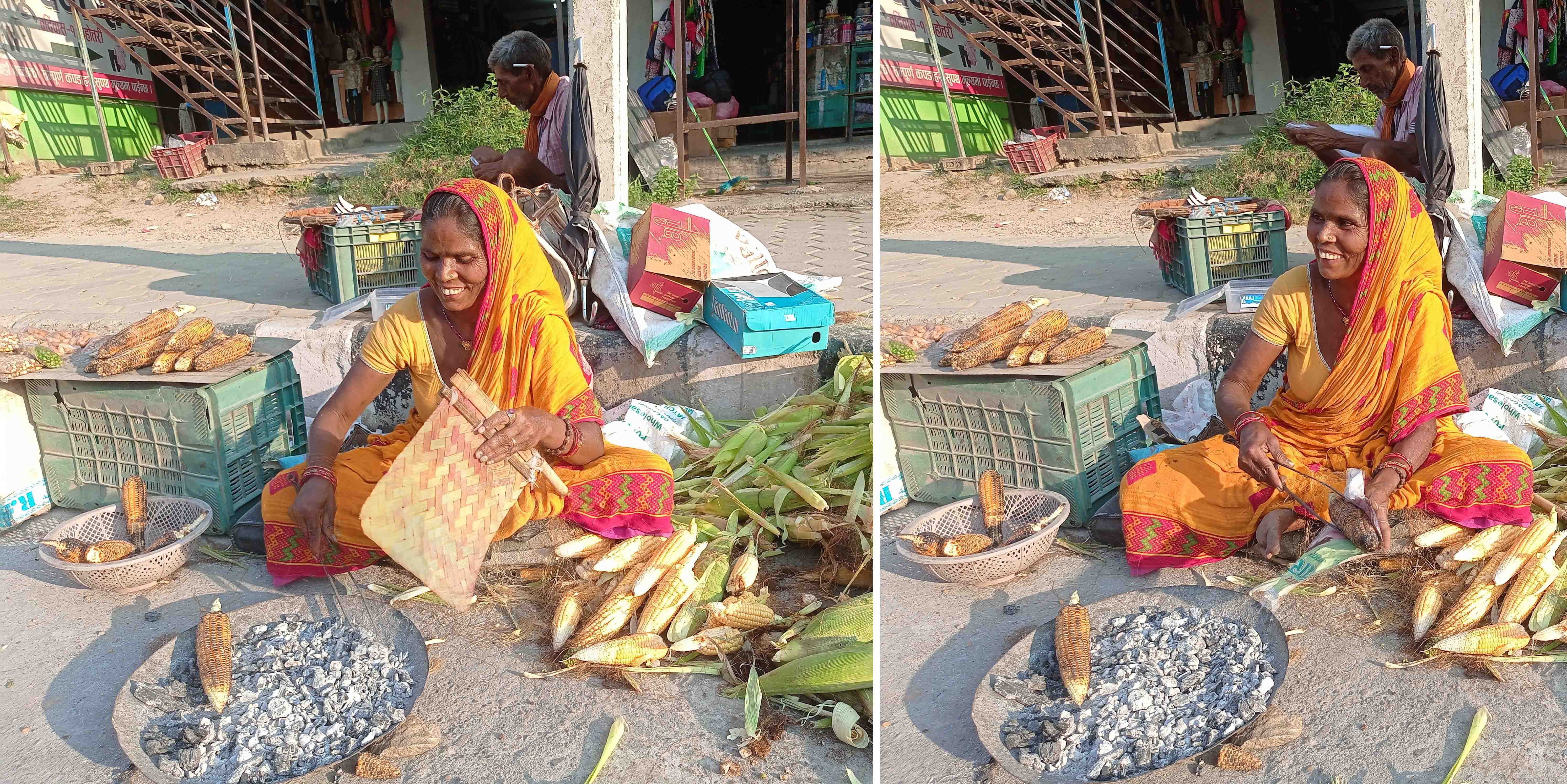 बाँच्नका लागि सङ्घर्षको कथा, पोलेको मकैको सडक पेटीको पसल